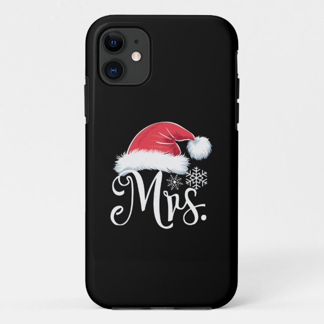Mrs Claus Couples Matching Christmas Pyjamas Santa Case-Mate iPhone Case (Back)