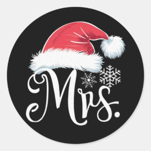 Mrs Claus Couples Matching Christmas Pyjamas Santa Classic Round Sticker