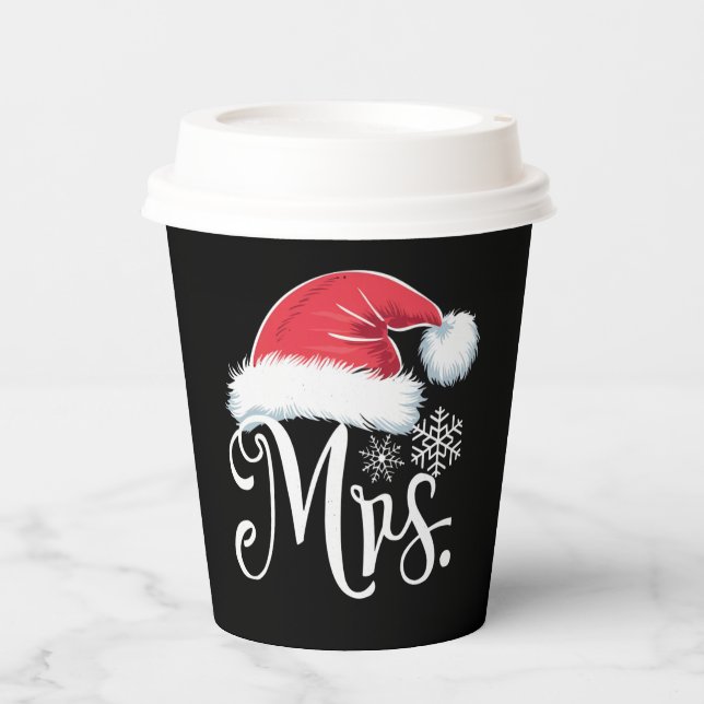 Mrs Claus Couples Matching Christmas Pyjamas Santa Paper Cups (Front)