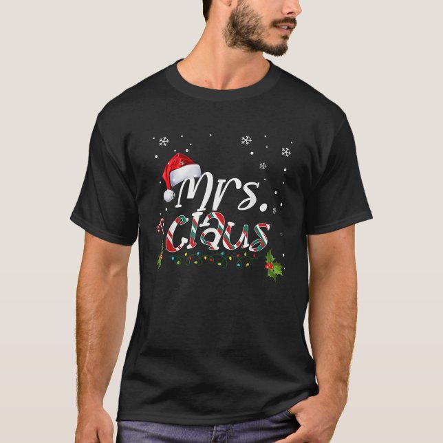 Mrs Claus Couples Matching Christmas Pyjamas Santa T-Shirt (Front)