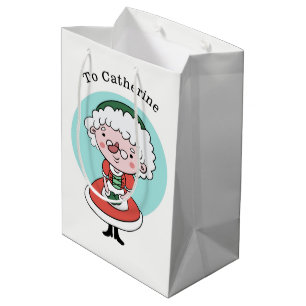 Mrs. Claus custom name medium gift bag