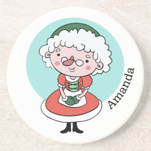 Mrs. Claus custom name sandstone coaster