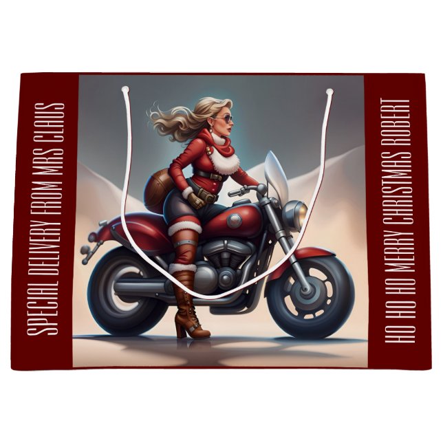 Mrs Claus Delivery Personalised Large Gift Bag (Front)