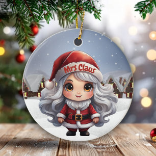 Mrs Claus Female Character Girly Gift for Woman 🤶 Ceramic Ornament