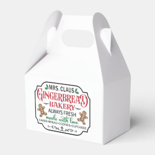 Mrs. Claus Gingerbread bakery Christmas Holiday Favour Box
