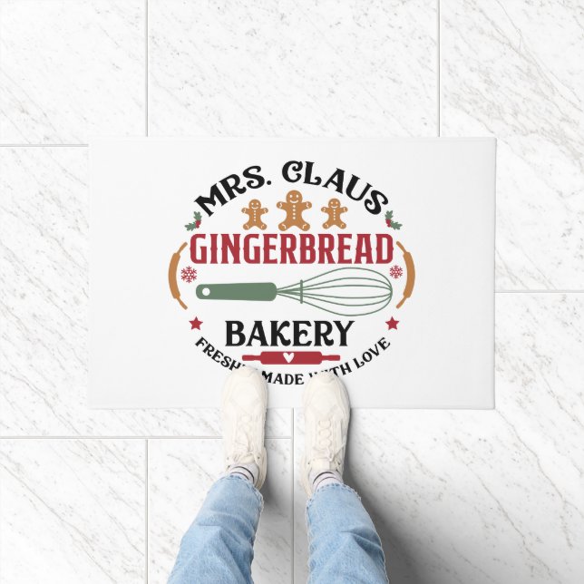 Mrs. Claus Gingerbread Bakery  Doormat (Indoor)