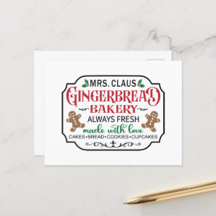 Mrs. Claus Gingerbread bakery Holiday Postcard