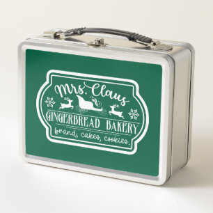 Mrs. Claus Gingerbread Bakery Metal Lunch Box