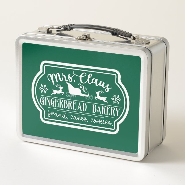 Mrs. Claus Gingerbread Bakery  Metal Lunch Box (Front)