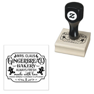 Mrs' Claus Gingerbread bakery Rubber Stamp