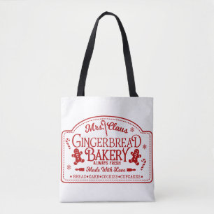 Mrs Claus Gingerbread Bakery Tote Bag