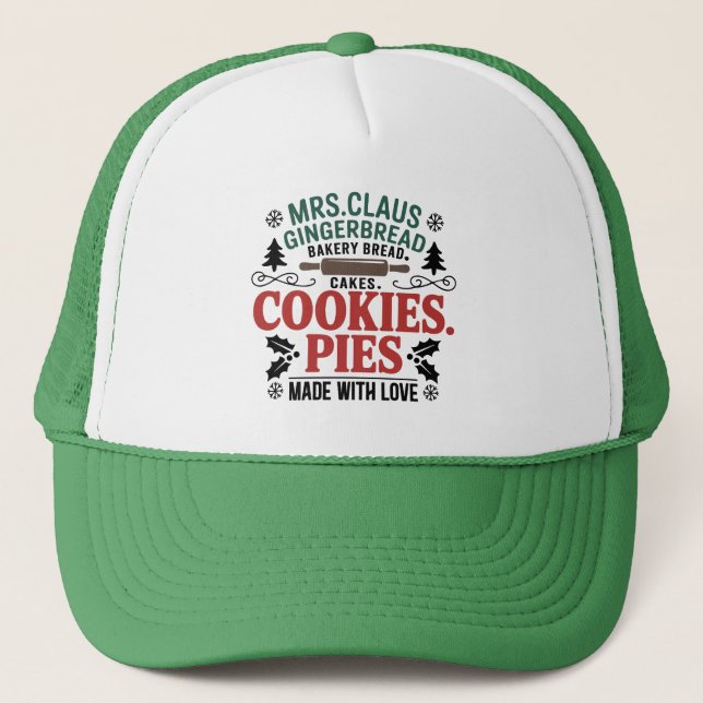 Mrs. Claus Gingerbread bakery  Trucker Hat (Front)