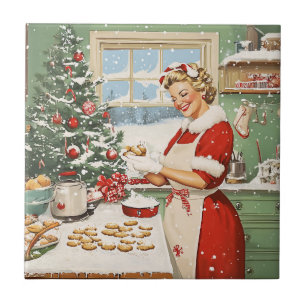 Mrs. Claus Holiday Baking Delight Ceramic Tile