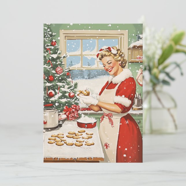 Mrs. Claus Holiday Baking Delight Invitation (Standing Front)