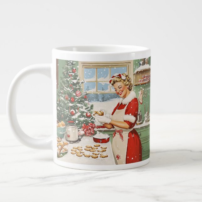 Mrs. Claus Holiday Baking Delight Large Coffee Mug (Left)