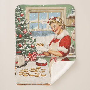 Mrs. Claus Holiday Baking Delight Sherpa Blanket