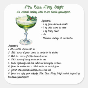 Mrs. Claus Minty Delight Cocktail Recipe Square Sticker