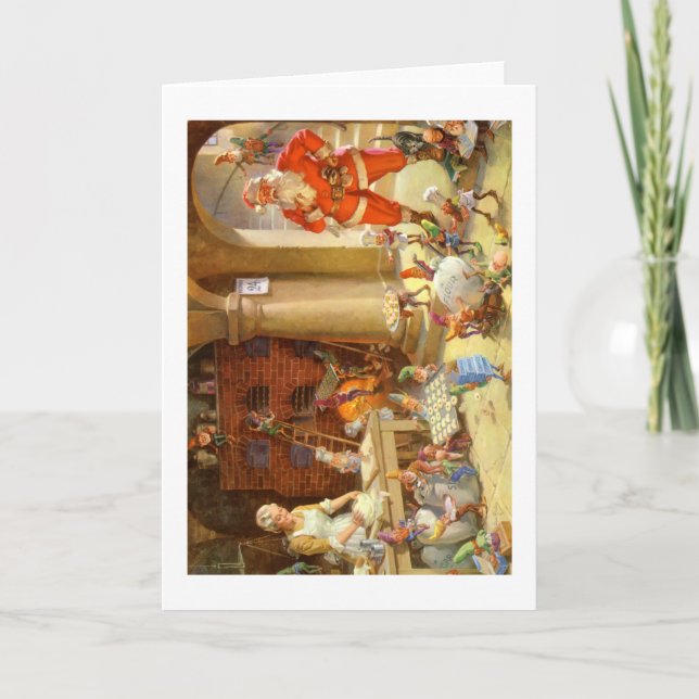 Mrs. Claus & Santas Elves baking Christmas Cookies Holiday Card (Front)