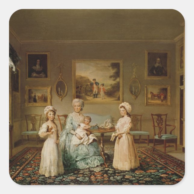Mrs Congreve and her children Square Sticker (Front)