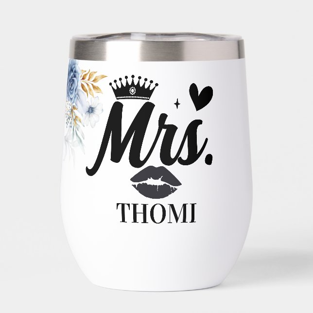 Mrs Crown Heart Lips Floral Romantic Bridal Shower (Back)
