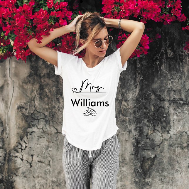 Mrs Elegant Cursive Script Custom Wedding Tri-Blend Shirt (Creator Uploaded)