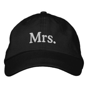 Mrs. Embroidered Baseball Hat : Black and White
