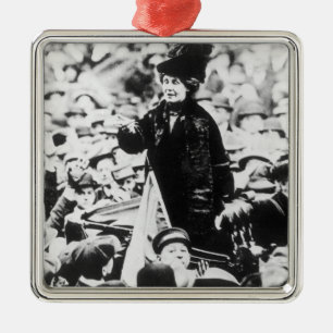 Mrs Emmeline Pankhurst  Addressing a Crowd Metal Ornament
