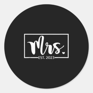 Mrs. Est. 2023 Bride Wife Just Married Wedding Gif Classic Round Sticker