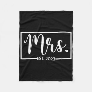 Mrs. Est. 2023 Just Married Wedding Wife Mr & Fleece Blanket