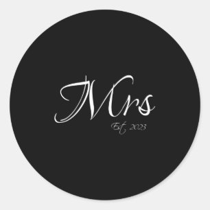 Mrs. Est. 2023 Mr. & Mrs. Bride Groom Couple M Classic Round Sticker