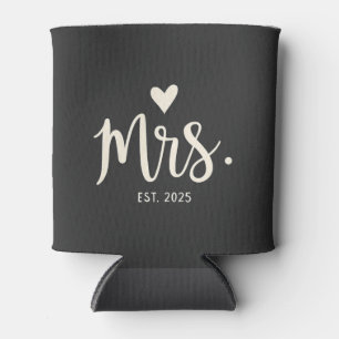 Mrs Est. 2025 Husband Bride Engagement Wedding Can Cooler