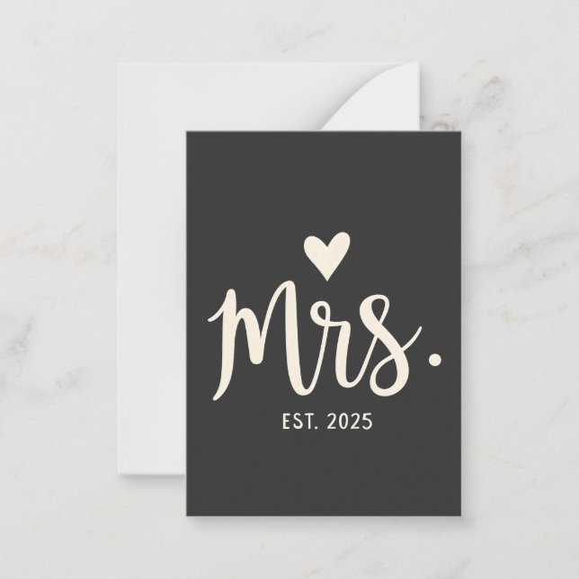Mrs Est. 2025 Husband Bride Engagement Wedding Card (Front)