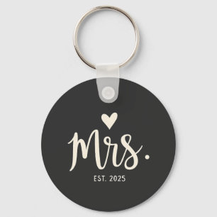 Mrs Est. 2025 Husband Bride Engagement Wedding Key Ring