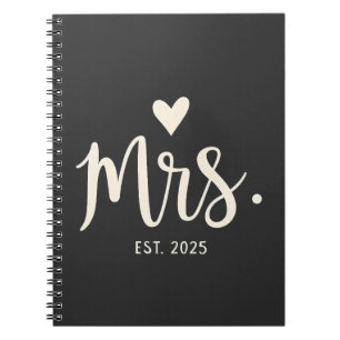 Mrs Est. 2025 Husband Bride Engagement Wedding Notebook
