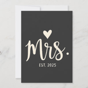 Mrs Est. 2025 Husband Bride Engagement Wedding Thank You Card