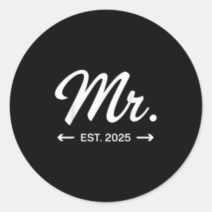 Mrs. Est. 2025 Just Married Wedding Party Mr &amp; Classic Round Sticker