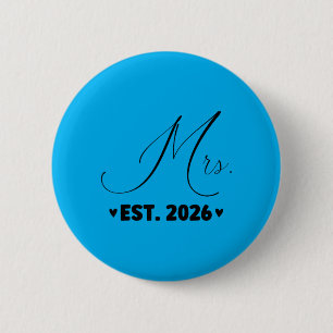 Mrs Est 2026 Just Married Couple Wedding Party Mr 6 Cm Round Badge