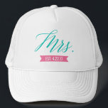 Mrs. Established Personalised Date Bride Trucker Hat<br><div class="desc">Add the date established or future last name to this pretty and modern "Mrs." trucker hat. This is great gift for the bride-to-be or newlywed.</div>