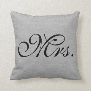 Mrs. faux linen french grey burlap rustic chic jut cushion