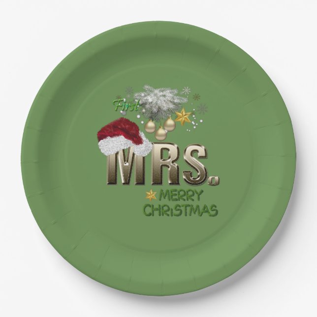 MRS. First Christmas Paper Plate (Front)