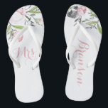 Mrs Floral Bride Wifey Botanical beach sandals<br><div class="desc">Mrs Floral Bride Wifey Botanical beach sandals or flip flops: personalized gift for the bride and Mrs. it can also be used as favors for your bridal party (bridesmaids and groomsmen)</div>