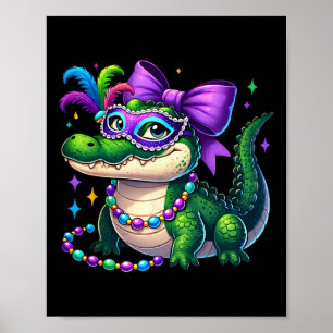 Mrs Gator Mardi Gras Vibes Louisiana Crocodile Mar Poster