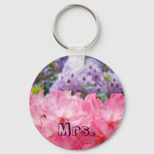 Mrs. gifts keychain Pink Rhodies Flowers garden