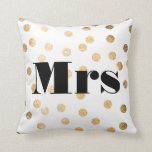 Mrs Gold Glitter Dots Reversible Black and White Cushion<br><div class="desc">A pattern of modern gold glittered dots and fresh type make this black and white reversible Mrs accent pillow the perfect addition to your hip,  urban pad. Matching Mister pillow available here:</div>