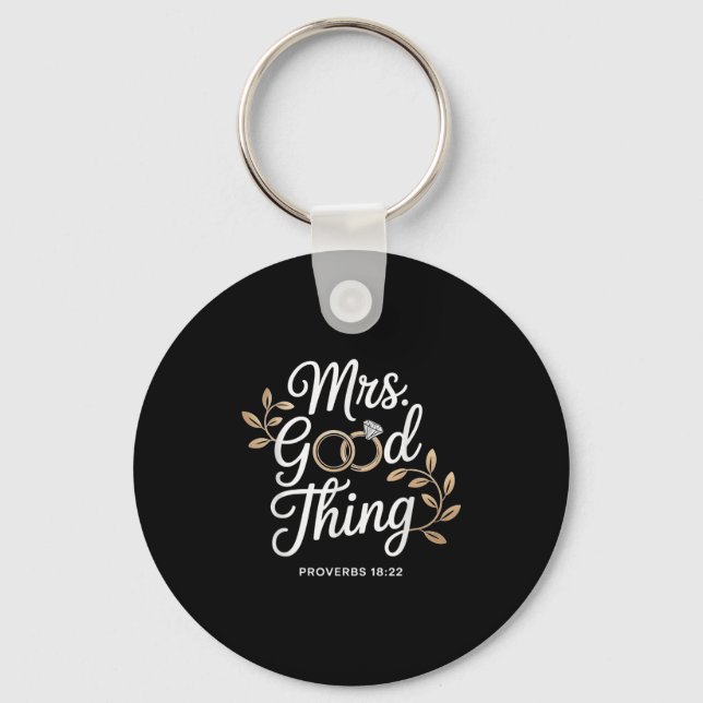 Mrs Good Thing Christian Proverbs Christian Couple Key Ring (Front)