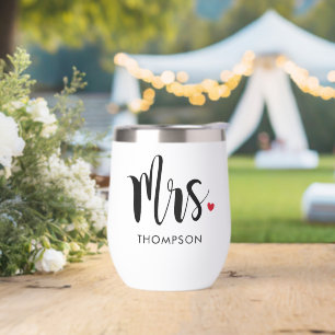 Mrs Heart Modern Black Script Wedding