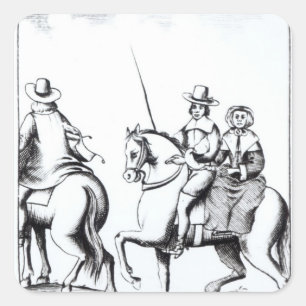Mrs Jane Lane riding with King Charles II Square Sticker