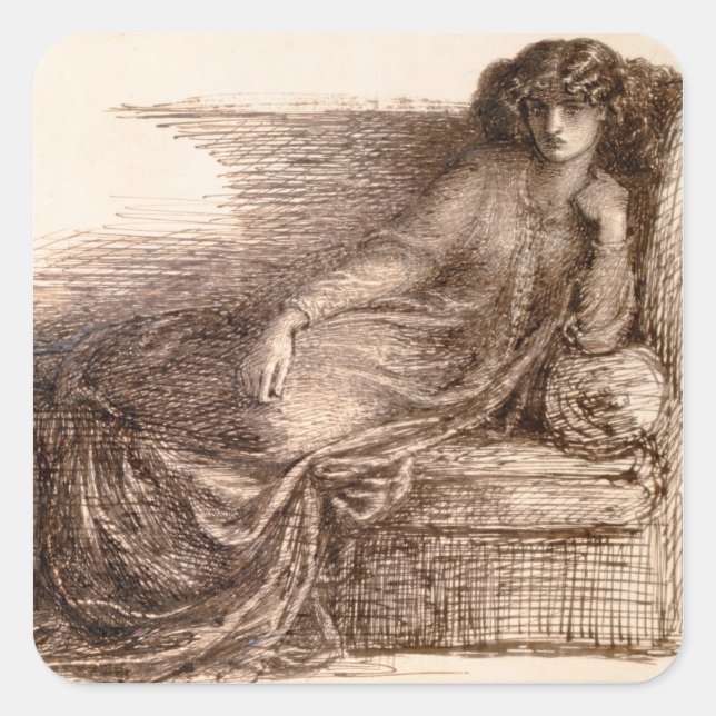 Mrs. Jane Morris Reclining on a Sofa Square Sticker (Front)