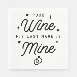 MRS Just Married Wedding Announcement LLove Black Napkin