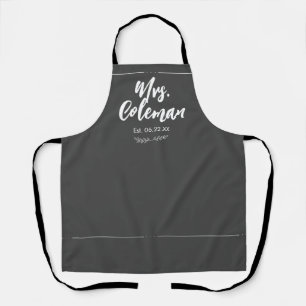Mrs Just Married with Date Wedding Gift Cute Apron